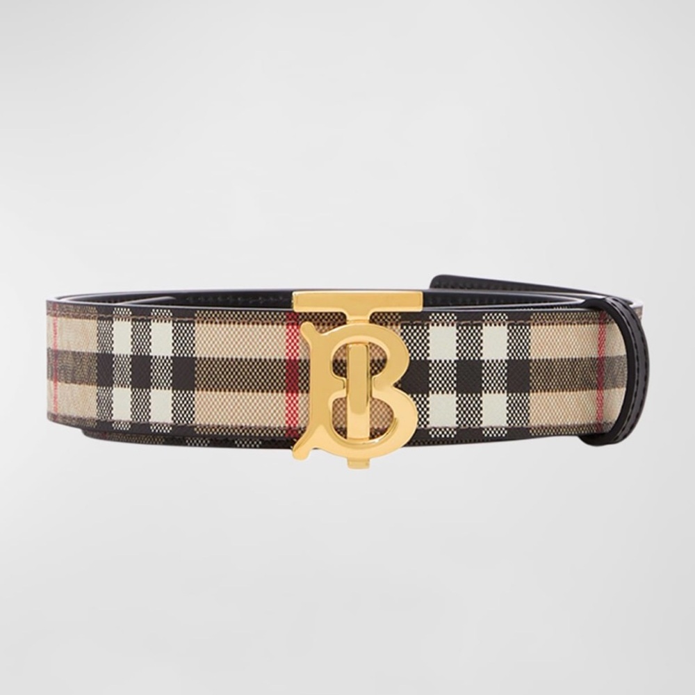 Burberry TB check belt. Excellent condition with dust bag, size Lg.